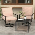 thumbnail image 2 of Ainfox Premium Patio Swivel Bistro Set,3-Piece Ourdoor Furniture Set,Wicker Rattan Coversation Rocking Chairs w/Glass Top Table & Cushions,Khaki, 2 of 10