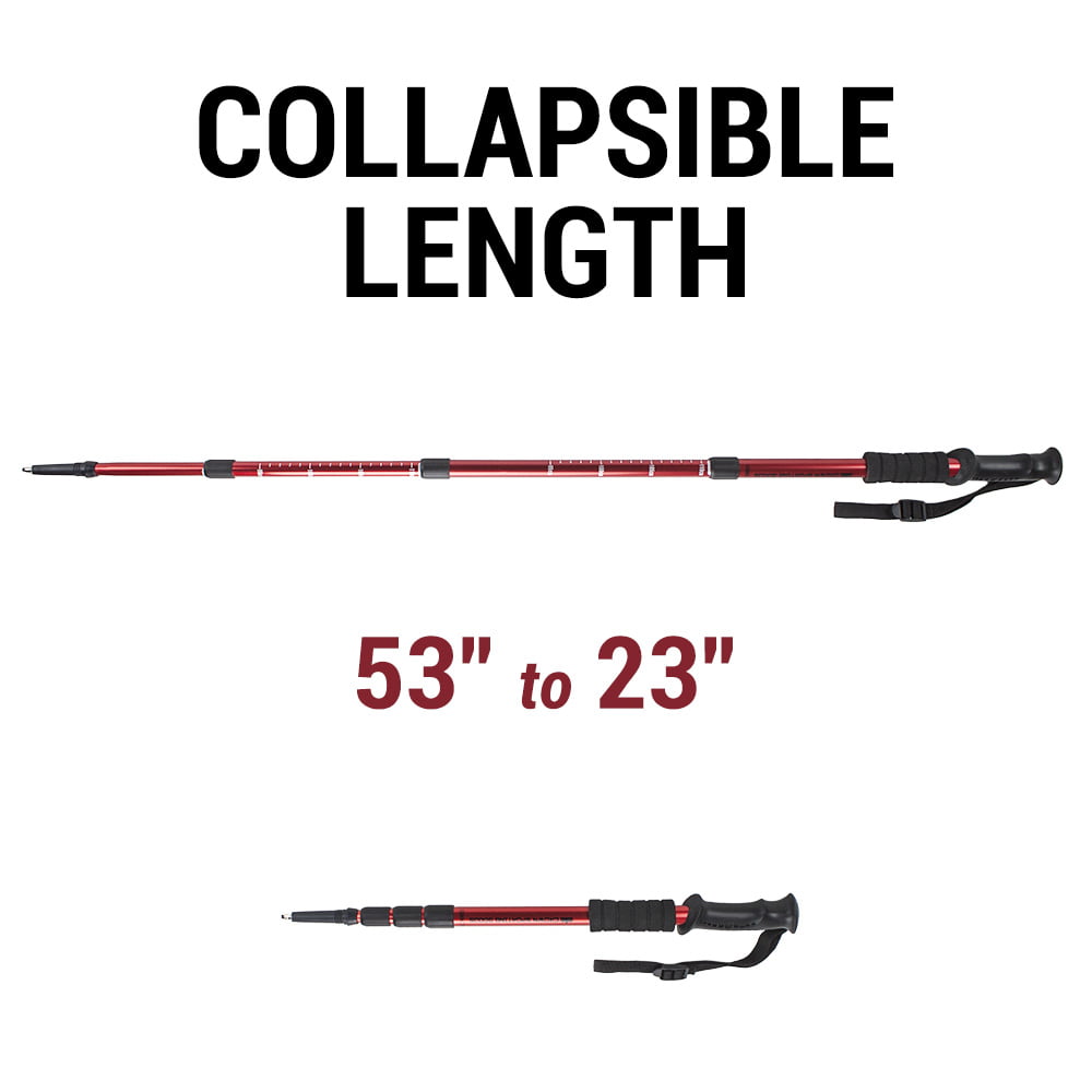 Crown Sporting Goods Shock-Resistant Adjustable Trekking Pole and Hiking Staff Set of 2 