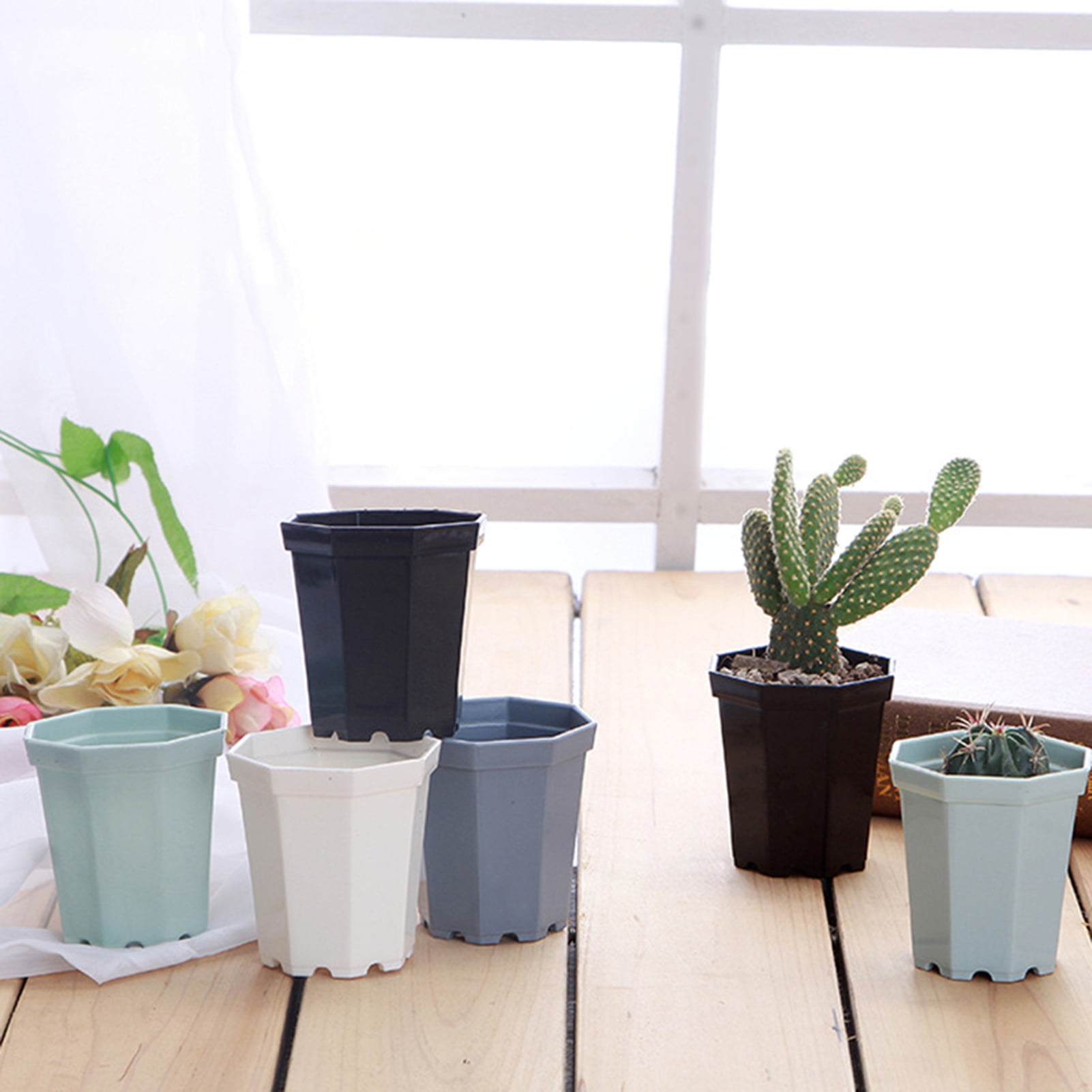 Details about   Thick Plastic Planting Pot Round Nursery Succulent Seedling 5 PCS Large Indoor 