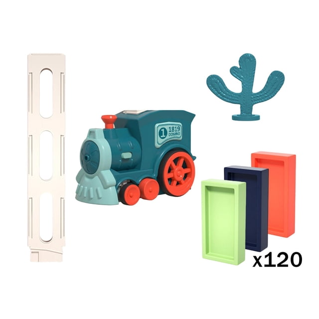Juguetes educativos de aprendizaje temprano de tren de colocación creativa para niños azul con 120 piezas CUTICAT Juguetes de tren eléctrico