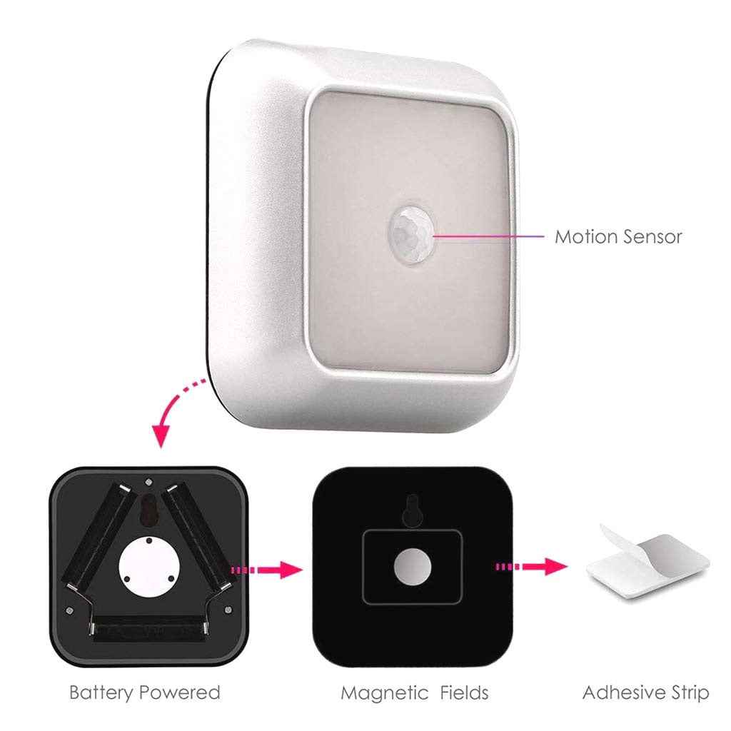 Kepooman 1 PCS Portable Wireless Motion Sensor Light for Bedroom / Hallway / Stairs, Warm Light, Silver