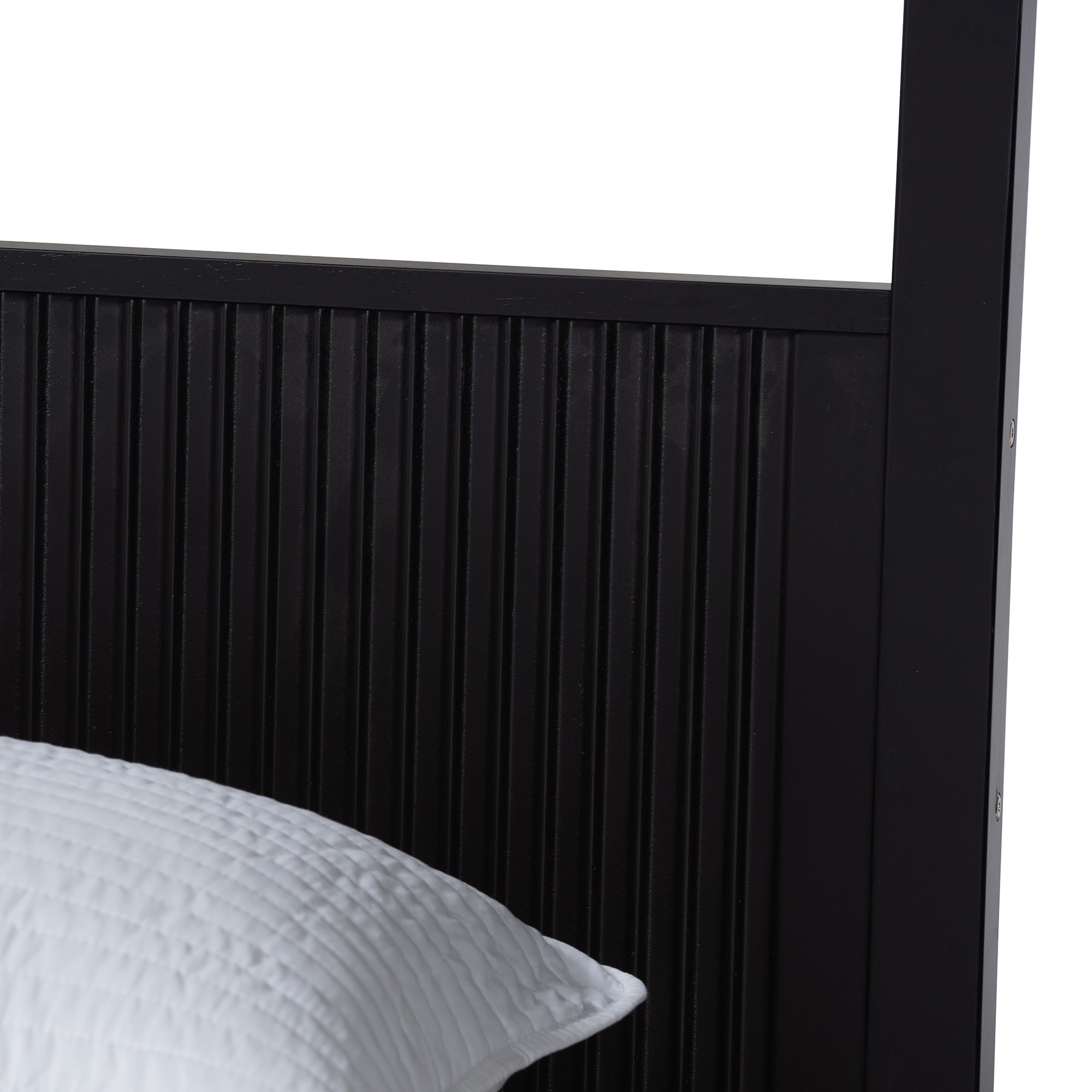 Baxton Studio Primrose Mid-Century Canopy Bed, King, Black