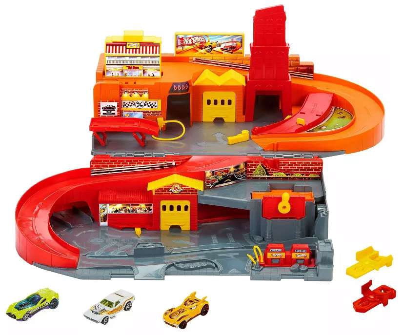 Hot Wheels The Hot Ones Sto & Go Diecast Car Track Set
