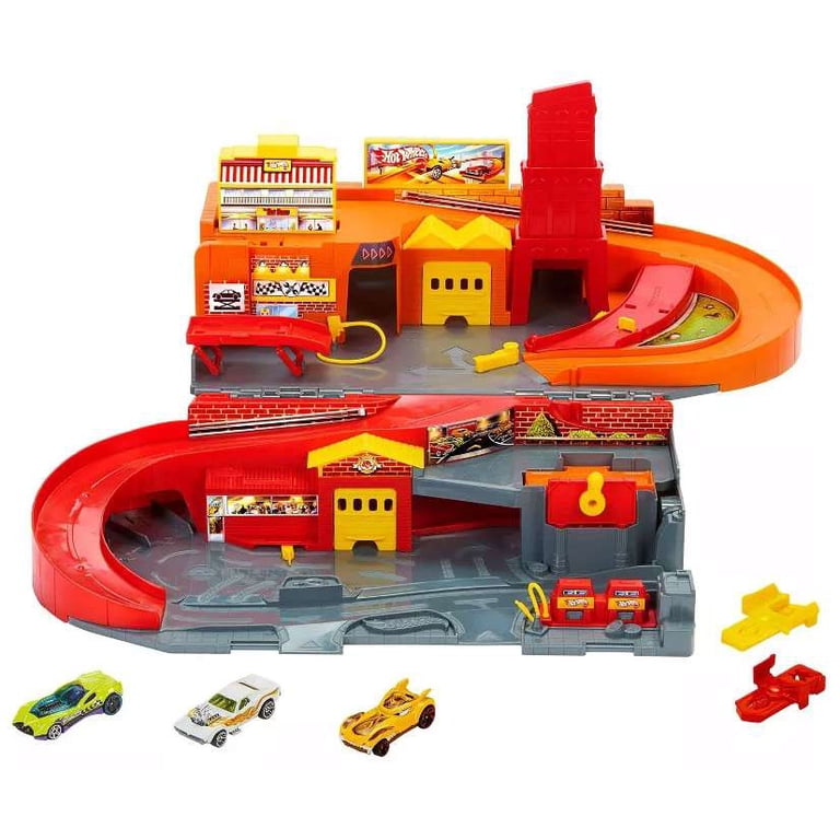 Hot Wheels The Hot Ones Sto & Go Diecast Car Track Set - Walmart.com