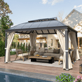 thumbnail image 2 of Hommow 12' x 14' Hardtop Gazebo, Permanent Outdoor Aluminum Gazebo with Aluminum Composite Double Arc Roof, 2 of 7