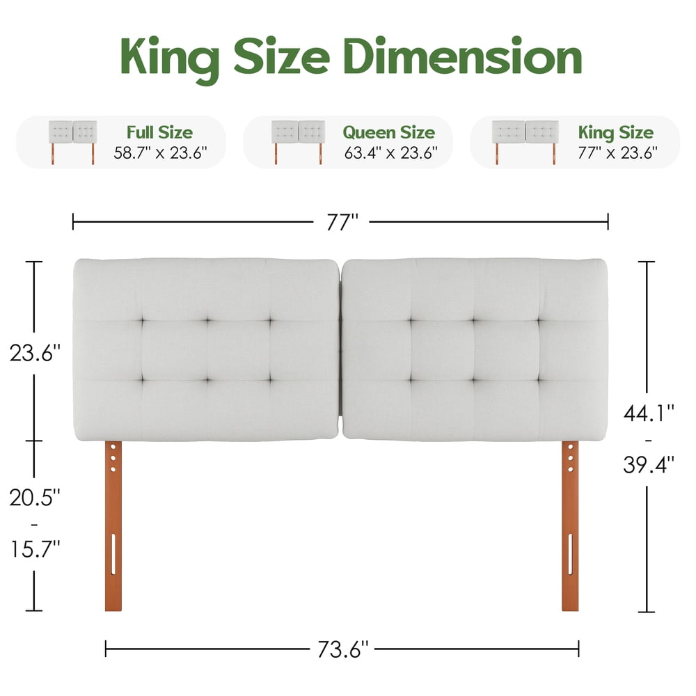 Someet Upholstered Headboard for King Size, Adjustable Height Headboard, Modern Button Tufting Solid Wood Headboard, Beige