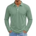thumbnail image 2 of Mens Long Sleeve Polo Shirts Classic Breathable Golf Work Pullover Tops, M, 2 of 7