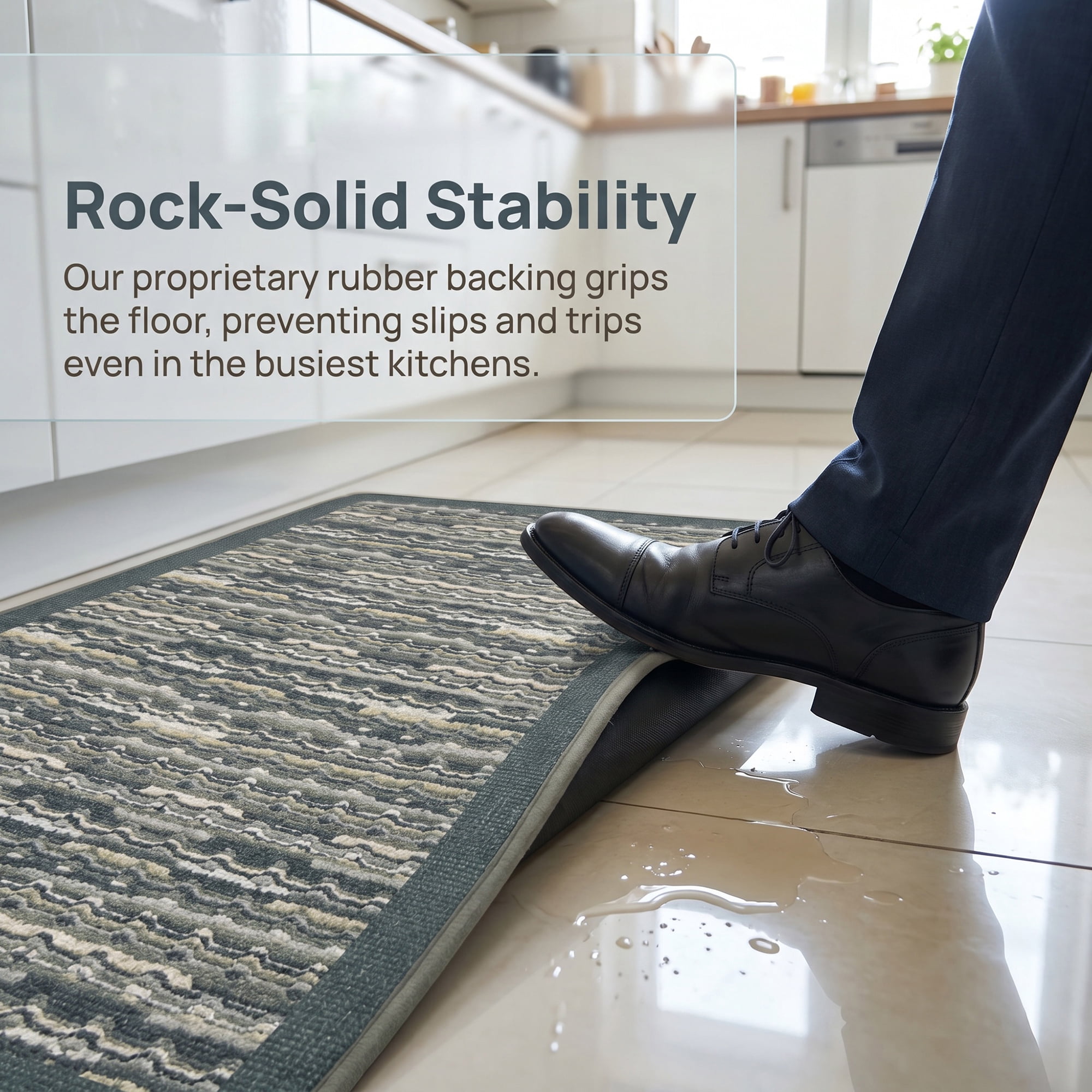 Kitchen Rugs Non-Slip Rubber Backing Mats for Floor Oil Absorbent Runner Grey 28" x 18"