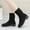 Black, variant on AnuYalue 2025 Women's Knit Sock Ankle Boots Pointed Toe Zipper Chunky Heels Mid Heel Slip-on Stretch Booties Knit Elastic Fall Winter Dressy Booties