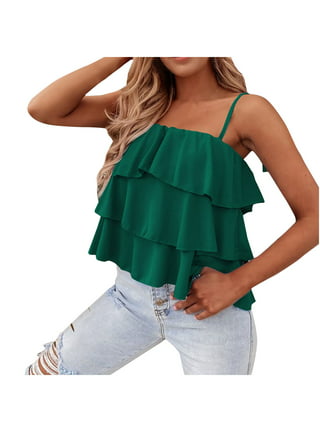 Ad: Just for Frills White Sleeveless Tiered Ruffle Top