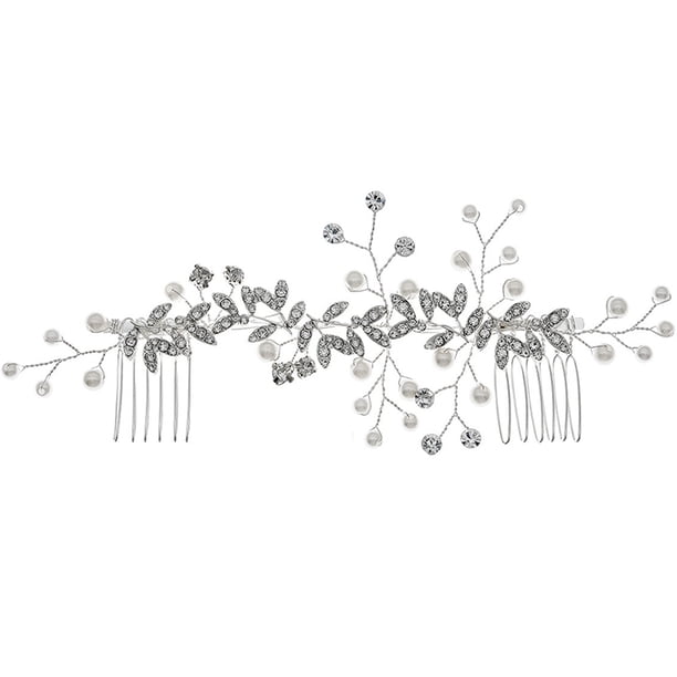 Peineta de novia con perlas y diamantes de imitación para boda, tocado de novia para exteriores