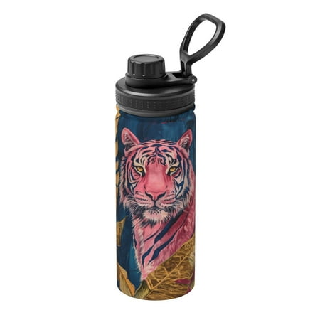

Ocsxa Pink Tiger Gold Leaves Print 18oz Stainless Steel Water Bottle Unisex Water Bottle Insulated Sports Water Cup Flask for Cold Water Drinks/Sports/Travel/Car/School