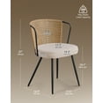 thumbnail image 6 of Sailvan Dining Chairs Set of 4, Rattan Upholstered Kitchen & Dining Room Chairs Accent Chairs with Lamb Fleece Fabric Cushion, Black, 6 of 9