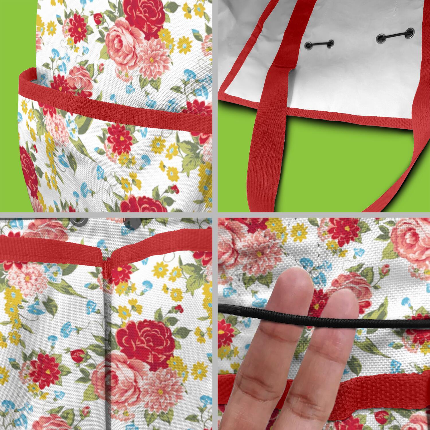 Bright Flowers Garden Tools Bag, Water-proof Oxford Garden Tote Home Organizer Gardening Tool Bag Kit Holder with 8 Pockets for Indoor and Outdoor Gardening(Tools Not Included)