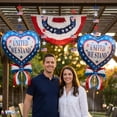 thumbnail image 4 of PMU 11 Pcs 4th of July Party Decor Bundle – American Flag Table Cover, Bunting, Pennant Banner, Jumbo Flag Banner, Red White Blue Star String, Party Tape Stickers, Mylar Balloon, 4 of 5