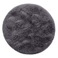 thumbnail image 3 of 2 Pieces Round Carpet Home Living Room Bedroom Area Rug Polyester Long Plush Floor Mat Home Decor, Silver Grey, 3 of 9