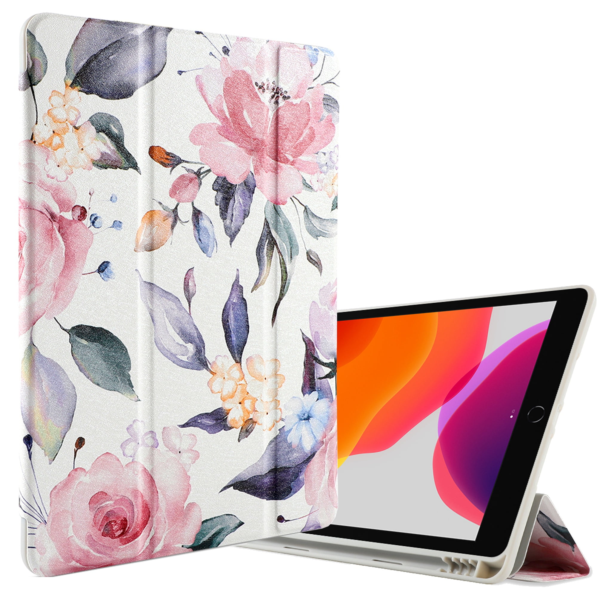 Ipad 10 2 Tri Fold Case Ipad 8th Gen Ipad 7th Gen Case Slim Fit Floral Pattern Magnetic Folio Tri Fold Stand Case With Auto Wake Sleep Full Body Protective Cover Flower In White Ipad 10 2 Tri Fold Case Ipad 8th Gen Ipad 7th Gen Case Slim Fit Floral Pattern Magnetic Folio Tri Fold Stand Case With Auto Wake Sleep Full Body Protective Cover Flower In White