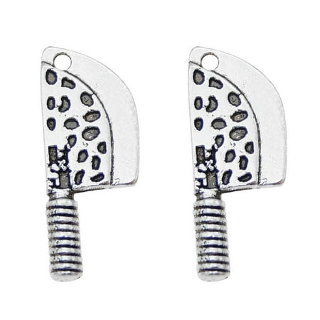 

WBQF 40PCS 16x7mm Kitchen Knife Pendant Dagger Charms Bracelet Necklace DIY Findings-Silver