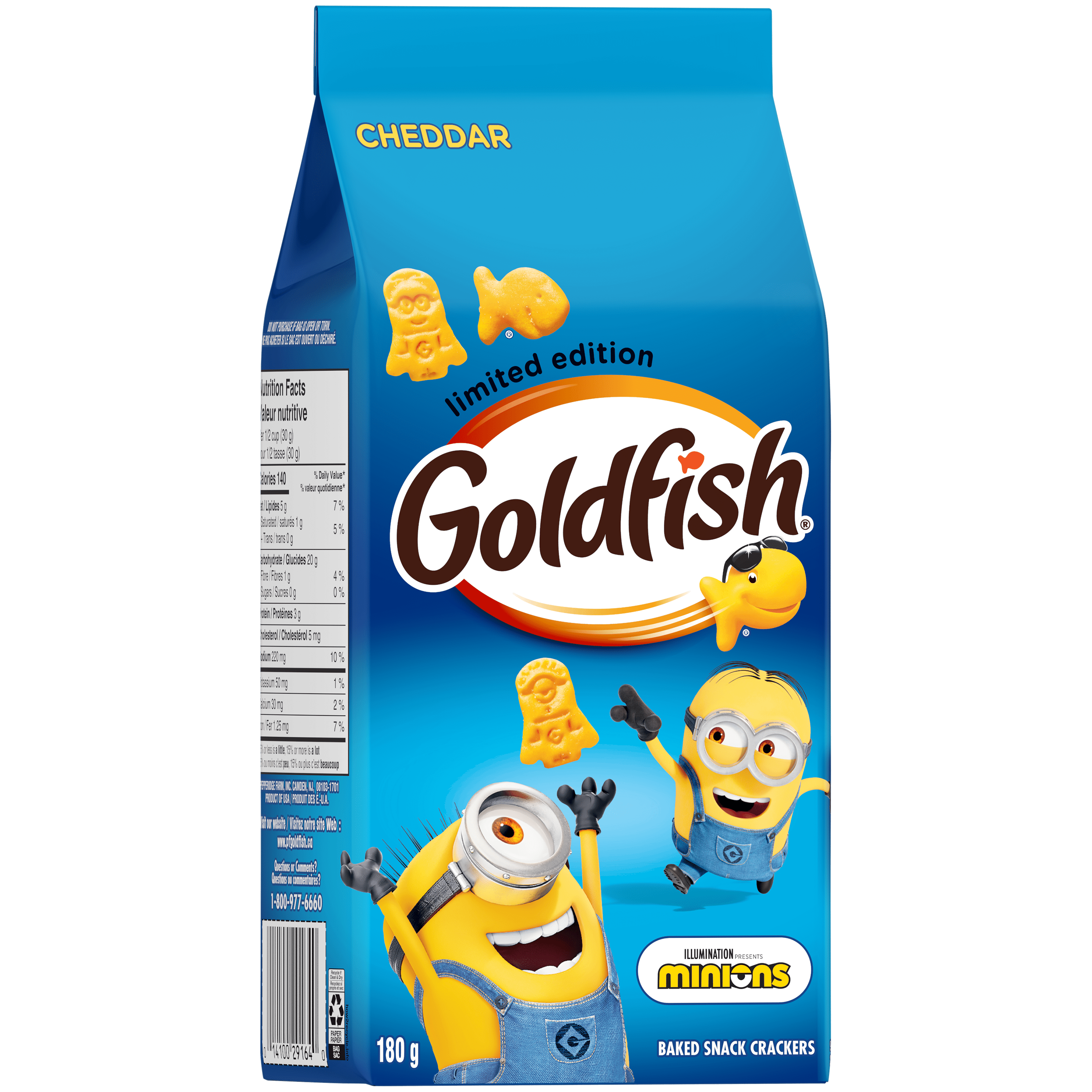 Goldfish® Minions® Shaped Cheddar Baked Snack Crackers, 180g Bag, 180g