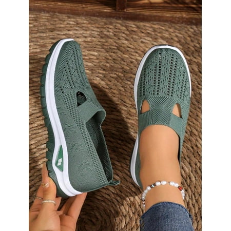 Women s Lightweight Breathable Knit Walking Shoe – Soft EVA/PVC Sole Summer Sneakers with Fabric Upper & Lining Supportive Slip-On Design for Casual Wear and Light Exercise