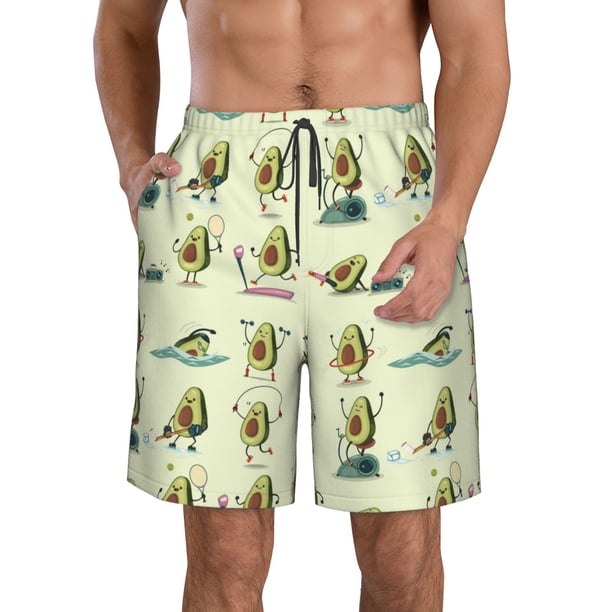 Balery Avocado for Exercise Traje de Baño Estilo Hawaiano para Hombre, Shorts de Secado Rápido con Bolsillos-Small