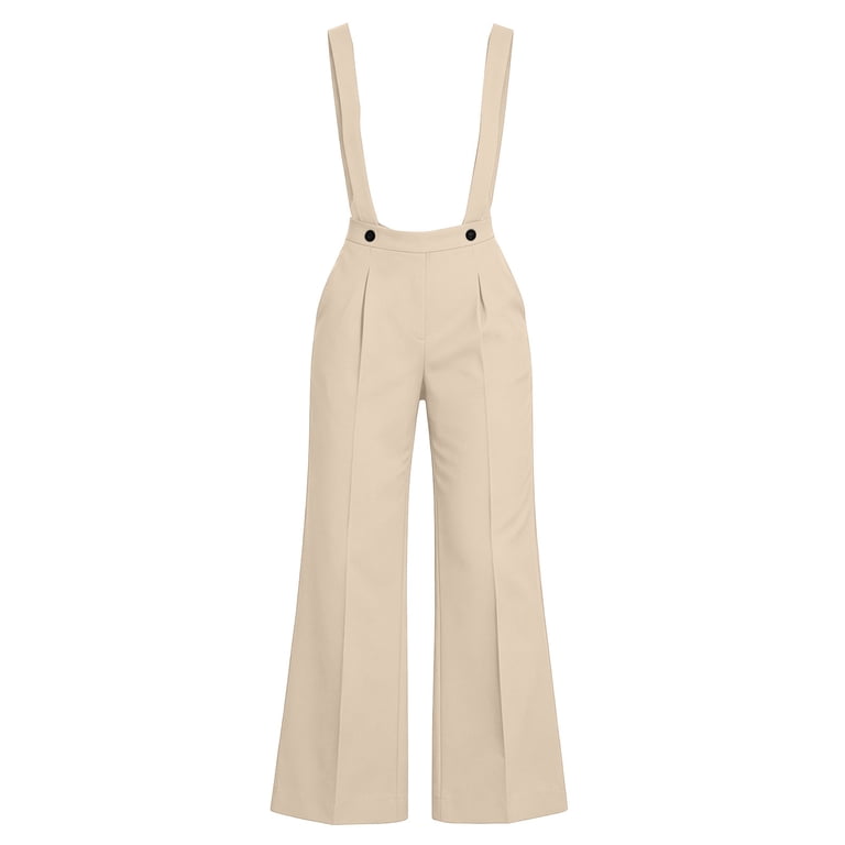 Women's Suspender Wide Leg Pants High Waist Detachable Suspenders