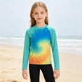 thumbnail image 4 of lnmuld Unisex Kids Raglan Long Sleeve Sun Protection Top Tie Dye Gradient UV Rash Guard Swim Shirt for Boys Girls Mint Green,7-8 Years, 4 of 5