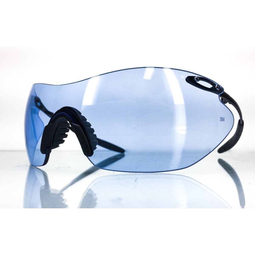 3M Safety Eye Glasses Blue Tinted Lenses S Z87 Black Metal and Rubber