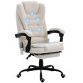 thumbnail image 1 of Vinsetto Massage Office Chair, Velvet Fabric Desk Chair w/ Footrest, Beige, 1 of 10