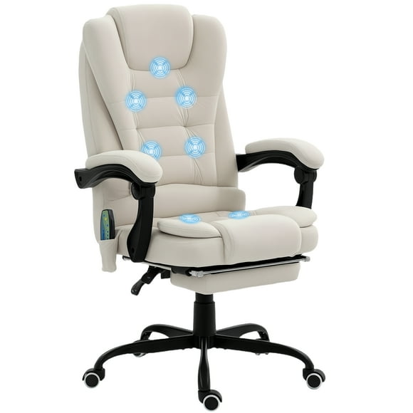 Vinsetto 7-Point Vibration Massage Office Chair with Swivel Wheels, Beige