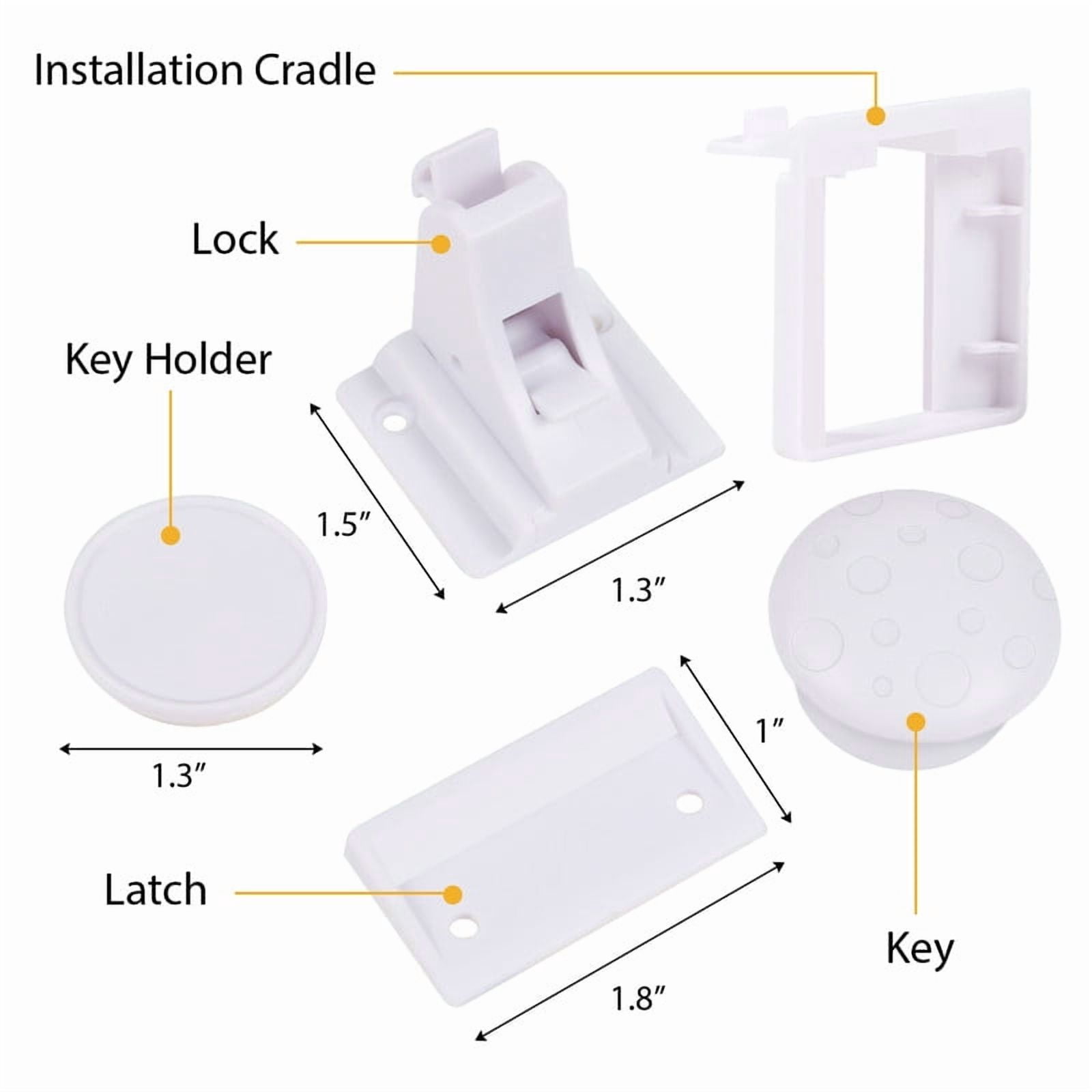 StarQualityBargain 4-Pack Magnetic Cabinet Locks with 1 Key, Baby Proofing Latches for Kitchen Cabinets & Drawers, Child Safety Door Lock