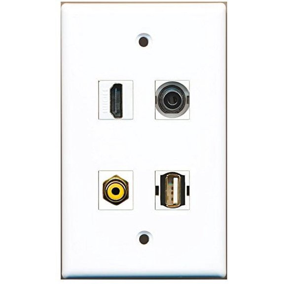 RiteAV - 1 Port HDMI 1 Port RCA Yellow 1 Port USB A-A 1 Port 3.5mm Wall Plate