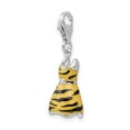 thumbnail image 4 of 925 Sterling Silver Polished Fancy Lobster Closure Click-on Cubic Zirconia Enamel Tiger Dress Charm 31x12mm Pendant Neck, 4 of 5