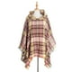 thumbnail image 1 of Capa con capucha a cuadros para mujer, poncho, capa con capucha, chal con borlas, 1 of 5