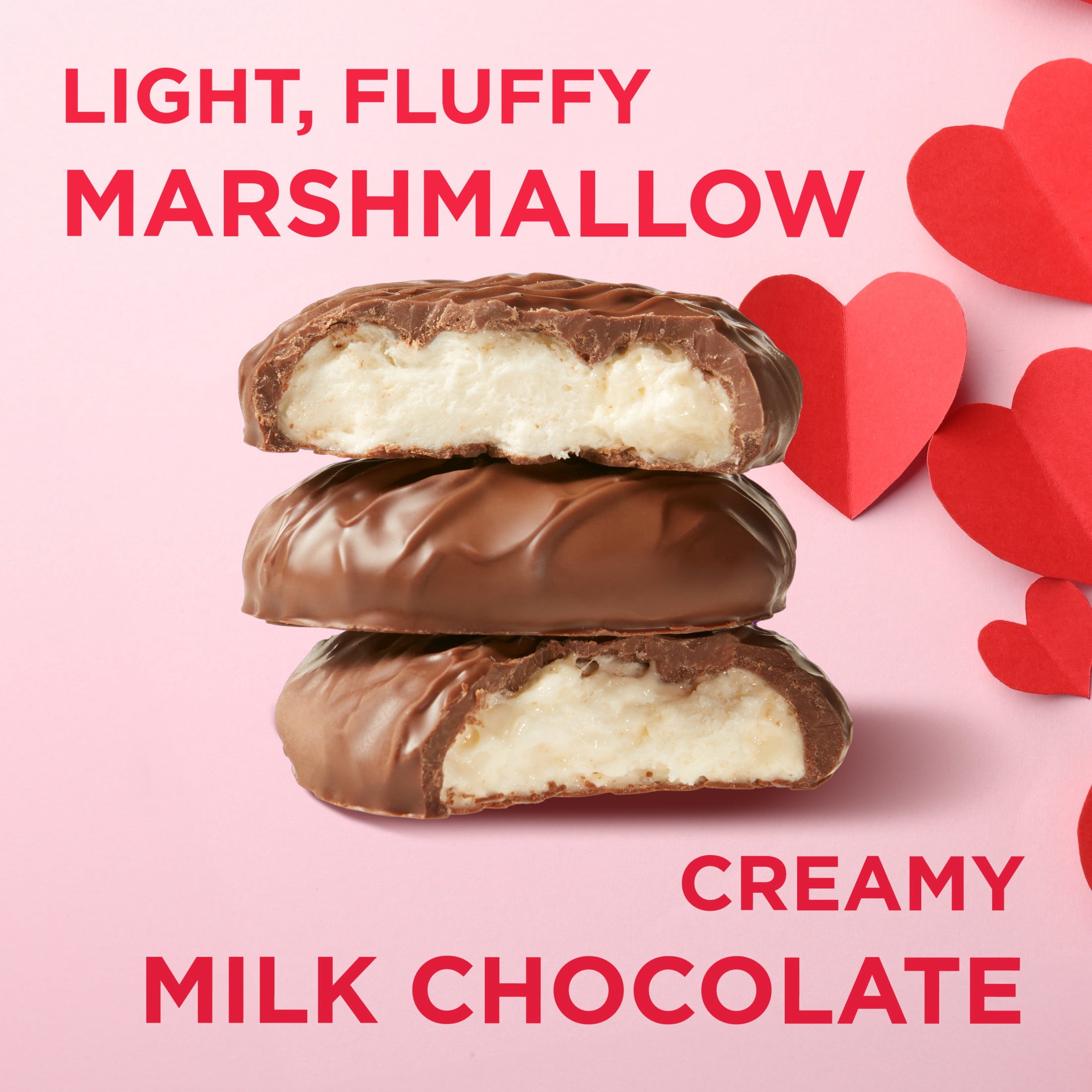 (3 pack) Russell Stover Valentine's Day Milk Chocolate Marshmallow Heart Candy Bar, 1.3 oz.