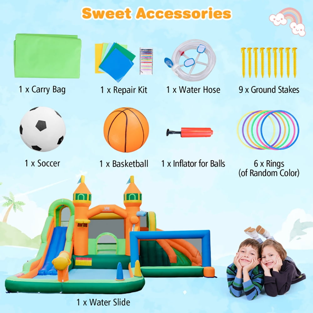 Aimee Lii Kids Inflatable Water Slide for Yard Lawn (Without Blower), Kids Bounce House for 3-10