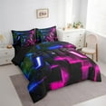 thumbnail image 2 of 7-Piece Gamepad Print Bed in a Bag Gradient Grid Bedding Set, Black Navy Blue Hot Pink Twin Size Comforter Set Gamer Gaming Bedding Comforter Sets, Abstract Square Bed Set, 2 of 5