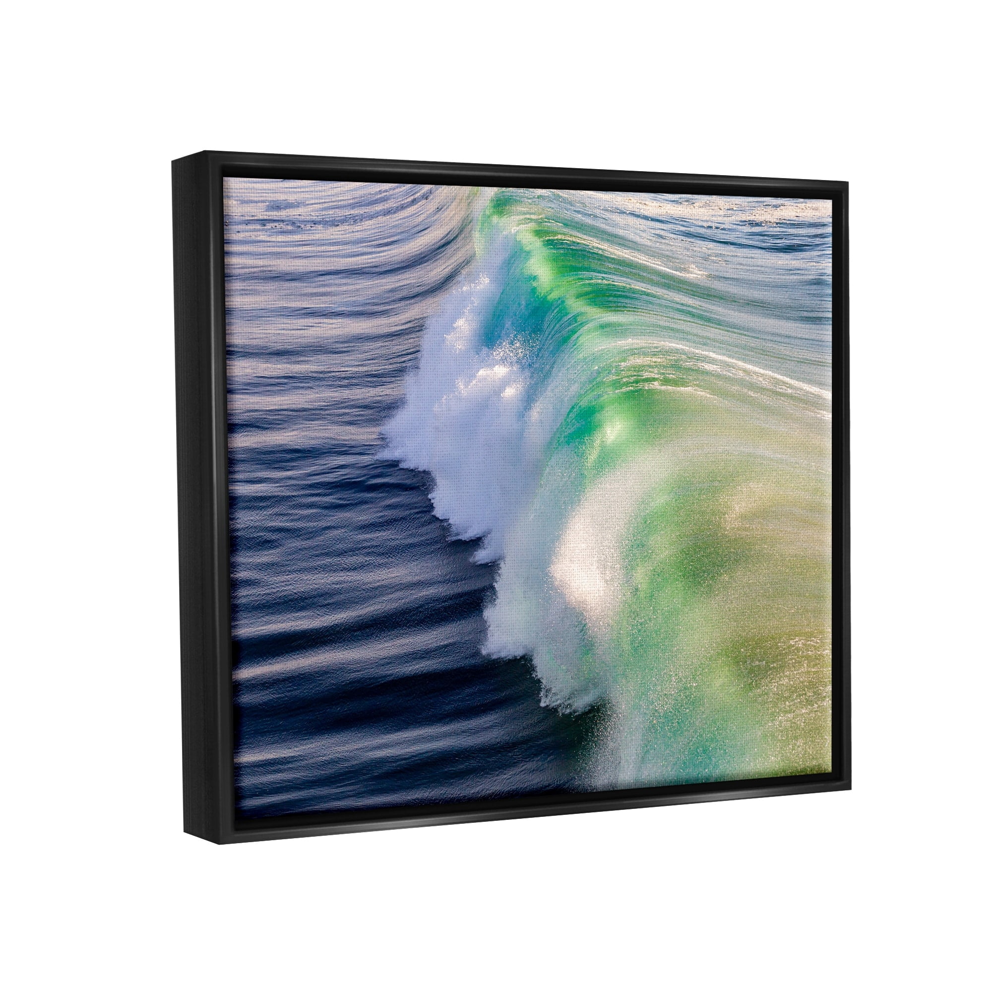 Stupell Industries Rolling Sea Waves Deep Ocean Water Photography Photograph Jet Black Floating Framed Canvas Print Wall Art, Design by Jeff Poe Photography