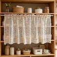 thumbnail image 6 of Vintage Crochet Lace Tier Curtain, Cotton Blend Semi Sheer Drape, Retro Window Decor Panel, Elegant Curtain for Kitchen Cabinet Living Room Home Layout, 6 of 6