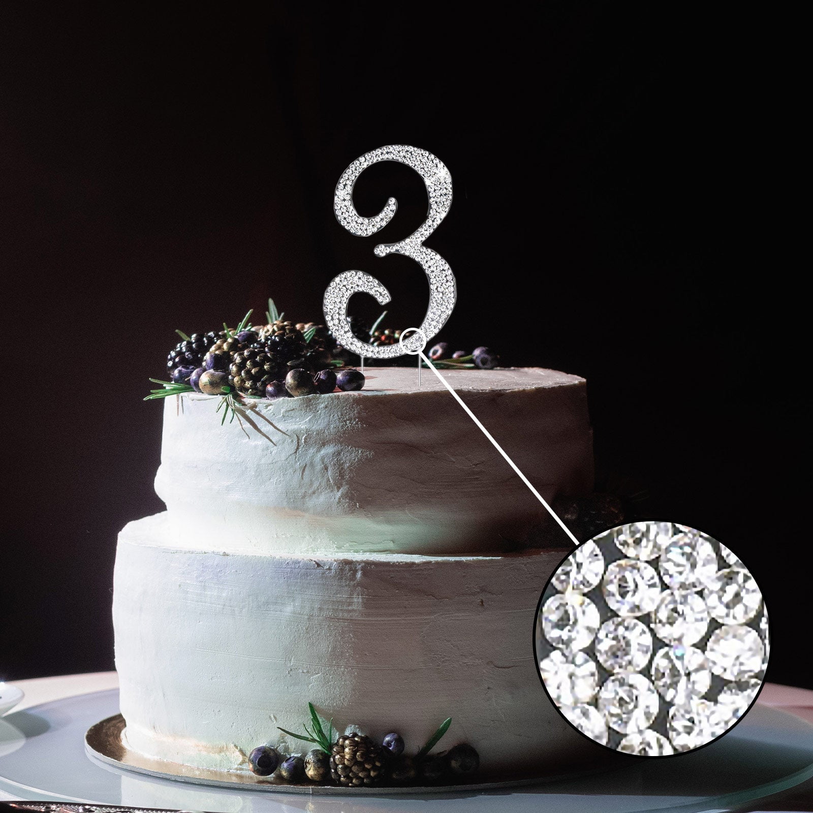 4.5" SILVER Letter E Rhinestone Cake Topper Wedding Cupcake Dessert Events Party 