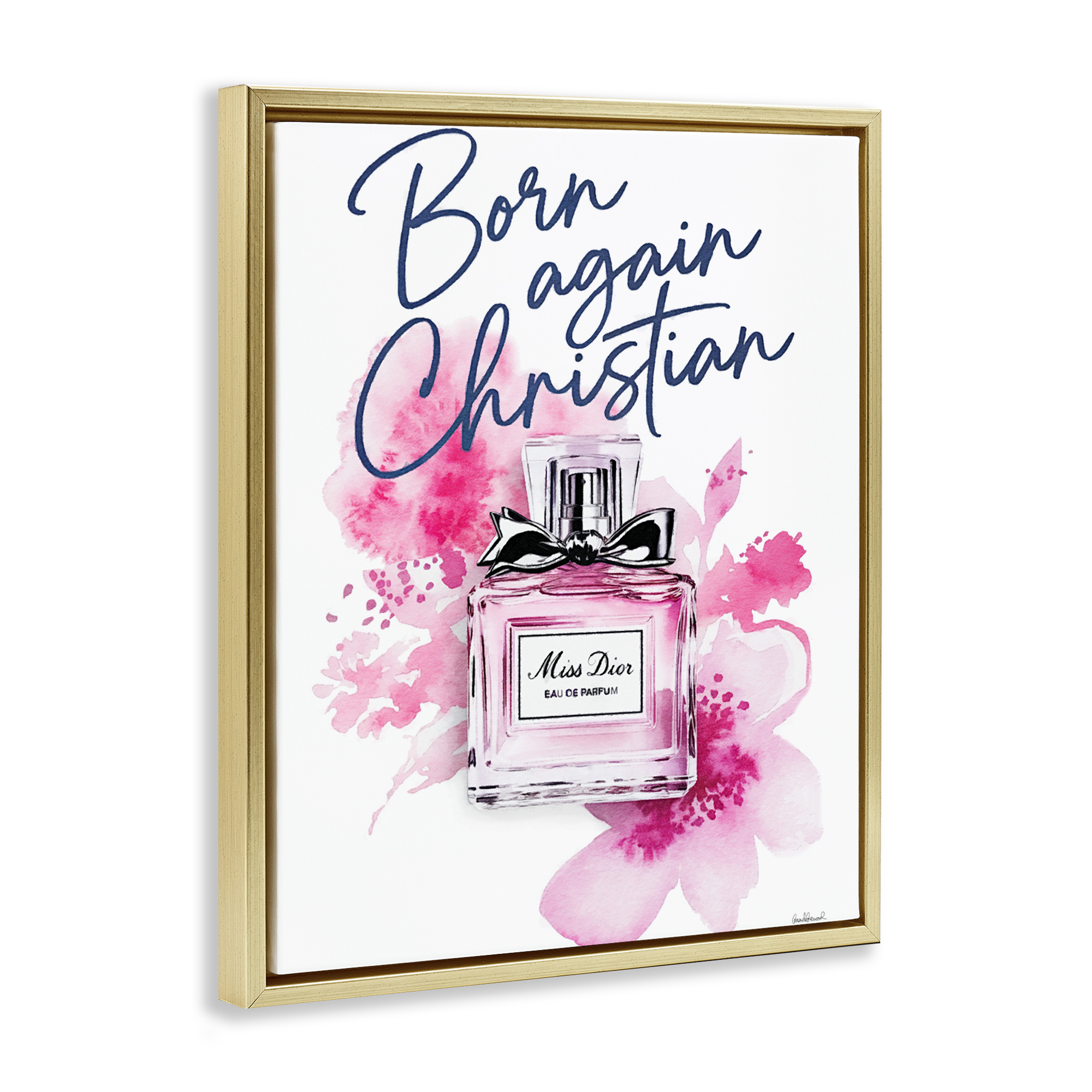 Born Again Christian with Fragrance Gold Framed Floater Canvas Wall Art, design by Amanda Greenwood