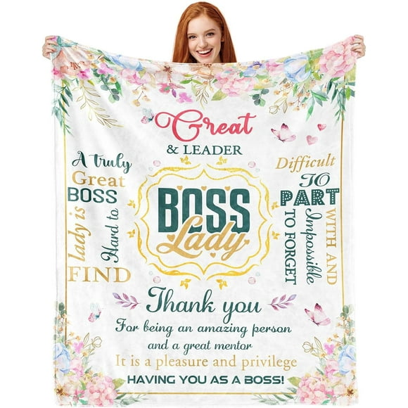LHSHID Boss Lady Gifts for Women Best Boss Gifts for Women Boss Day Gifts Gifts for Female Boss Blankets Boss Christmas Birthday Gifts Ideas Boss Leader Appreciation Farewell Gift 60"x80"
