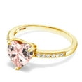 thumbnail image 3 of Gem Stone King 2.10 Ct Heart Shape Peach Nano Morganite 18K Yellow Gold Plated Silver Ring, 3 of 5