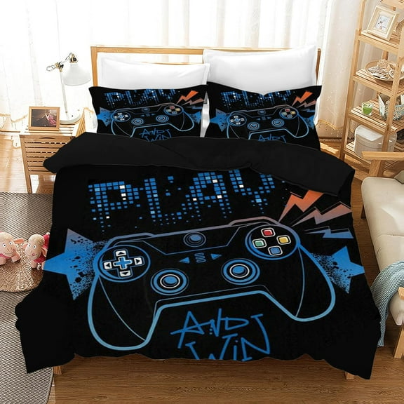 DSTESS Gamer Duvet Cover for Boys,Gaming Bedding Sets Gamer Room Decor Gamer Comforter Cover for Boys Girls Kids Teens (Twin),Blue