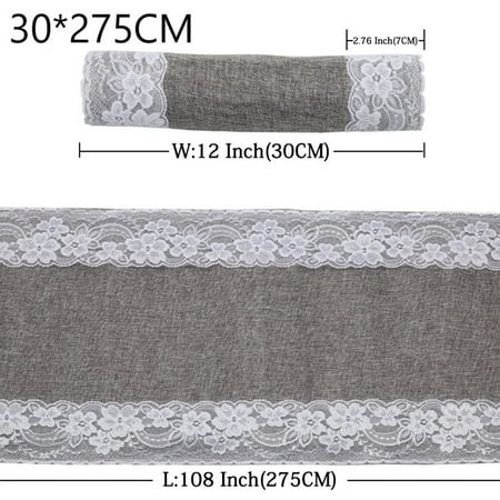 

Clupup Hessian Table Runner 11.8x108.3 inches Hessian Lace Table Runner for Wedding Table Decoration Farmhouse Style Rustic Natural Jute Hessian Table Runner(Grey)