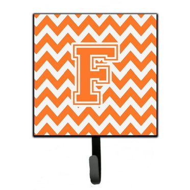 Letter F Chevron Orange and White Leash or Key Holder