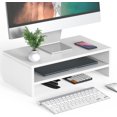 thumbnail image 1 of Computer Monitor Stand s Laptop Riser with Storage Shelf Wooden Desk Organizer for Home Office Use (Oak), 1 of 8