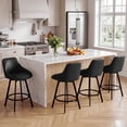 thumbnail image 6 of Zesthouse 25.6" Swivel Counter Height Bar Stools Set of 2, Modern Counter Height Chairs with Backs and Metal Legs, Upholstered Faux Leather Barstools for Kitchen Island, Black, 6 of 10