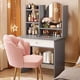 thumbnail image 5 of Girl Container Dressing Table Mirror Chair Wood Classic Dressing Table Led Lights Coiffeuses De Chambre Furniture Comfortable My Lux Decor Round, 5 of 30
