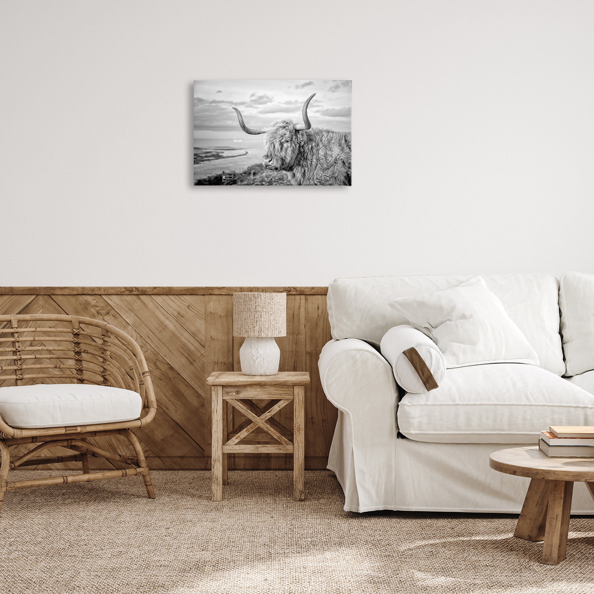 Stupell Industries Cattle with Ocean Breeze Animals & Insects Photography Gallery Wrapped Canvas Art Print Wall Art, 24 x 16